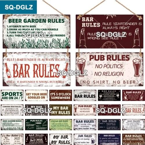 [SQ-DGLZ] My Bar My Rule Wooden Sign Beer Plate Plaque Wood Bar Plaque Pub Wall Decoration Pendant Door Hanging Sign Home Decor