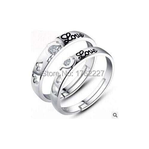 925 sterling silver heart-shaped LOVE CZ Crystal animal dolphin lovers wedding rings for women and men (one pair) free shipping