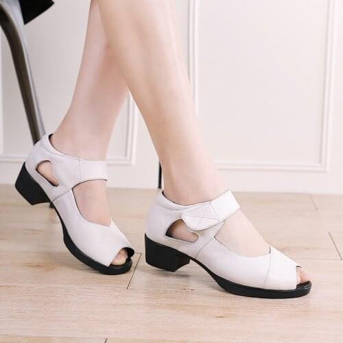 Dancing Shoes 5112 Even Bottom Fish Mouth Shoes Sandals First Layer Cowhide Womens Soft Bottom Increase Mother Shoe Summer Net