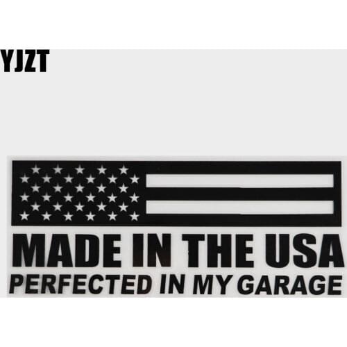 YJZT 16.9×6.7CM MADE IN THE USA PERFECTED IN MY GARAGE Vinyl Car Sticker Decal Black/Silver 4C-0395
