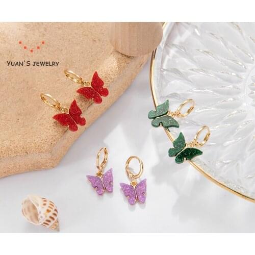 YuanS Cute Butterfly Earrings for Women Street Style Drop Earrings Korean Fashion Dangle Earrings Jewelry Gifts Oorbellen