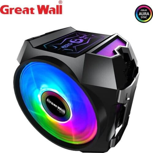 Great Wall 6 Heat Pipes CPU Cooler RGB 4Pin PWM Fans 120mm SATA Port PC Radiator For LGA2011 2066 1155 1156 AM4 RGB Cooling
