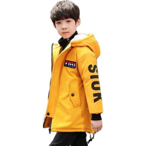Polyester Winter Jacket For Girl 2021 Korean Version Plus Velvet Thickening Windbreaker Boy Jacket Hooded Childrens Clothing