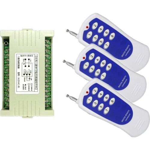 AC 220V 8CH RF Wireless Remote Control LED Light Bulb Switch System Receiver + Transmitter, 315 433 MHz for the door/light