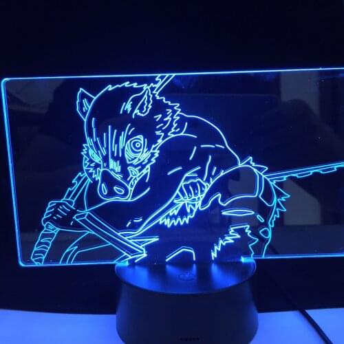 3d Led Night Light Anime Demon Slayer Kimetsu No Yaiba for Bedroom Decor Light Manga Birthday Gift Inosuke Hashibira Led 3d Lamp