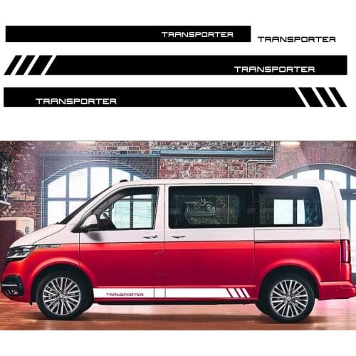 4PCS Car Door Side Skirt Stripes Vinyl Stickers Decal For VW Multivan Transporter Caravelle T4 T5 T6 Auto Accessories