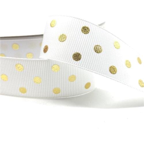 5yards 25mm 1" Grosgrain Ribbon Printed Spot Pattern for Christmas Wedding Decoration DIY Sewing Handmand Craft Accessories #01