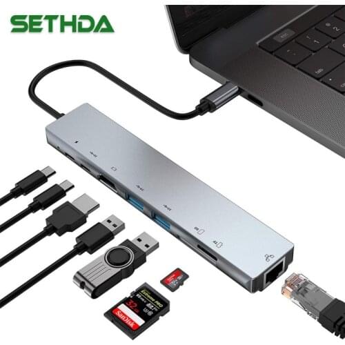 8-in-1 Type-C Docking Station 3.1 Docking Type C HUB Adapter For SD TF Card Notebook MacBook Smartphone Expansion Converter New
