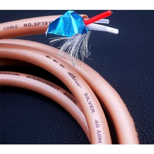 Ahsy audio HiFi shark wire SP18122G 40um silver pated twin axial interconnect cable for DIY audio video RCA interconnect wire