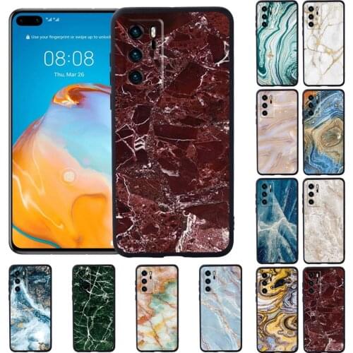 Basic Slim Plastic Cover Phone Case for Huawei P20 / P30 / P40 / P20 PRO / PLUS Marble Pattern Silicone Phone Case