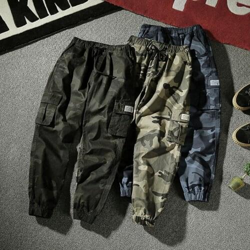 Pants Men Casual Camouflage Ankle-tied Multi-pockets Cotton Sport Ninth Pants Trousers