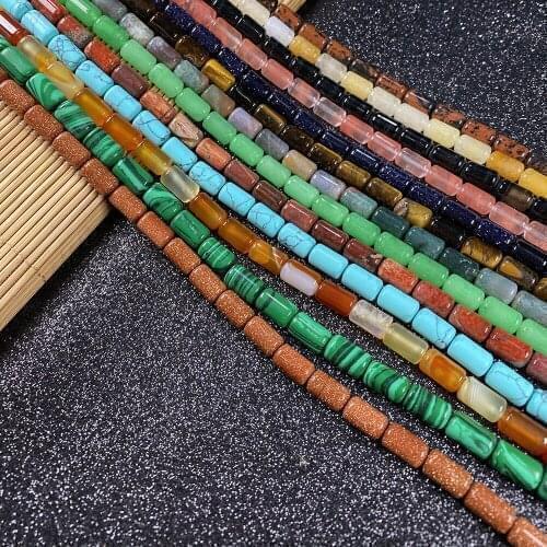 Natural Stone Beads Cylindrical Shape Length 40cm Charms Loose Beads for Women Jewelry Making Bracelet Necklace Size 6x10mm