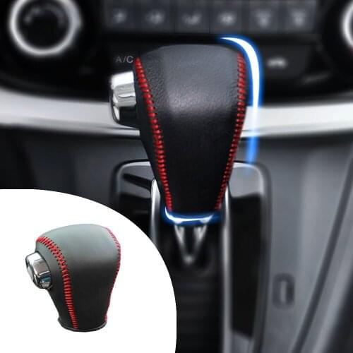 For Honda CRV 2016 AT 1pc PU Leather Hand Brake Shift Knob Cover Gear Case Car Decor Shift Knob Shell