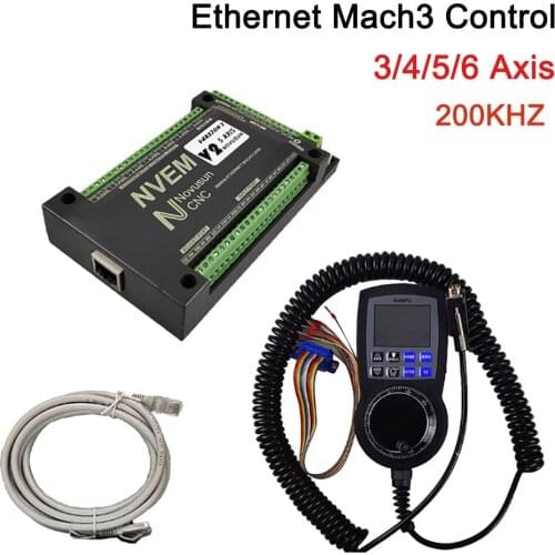 CNC motion controller MACH3 nvemv2.1 3/4 /5/6 axis Ethernet + Digital Display Handwheel Slave funct for Stepper,Servo motor