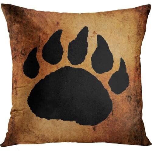 Accrocn Throw Pillow Covers Vintage Lovely Black Bear Paw Print Pillow Decorative Cushion Decorative Pillowcases Polyester