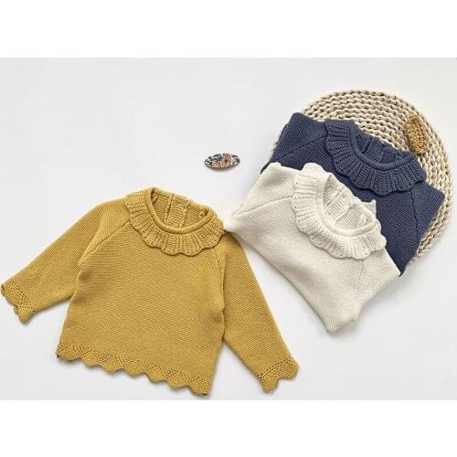 Baby Kids Girls Long Sleeve Hollow Out Lace Knit Sweater Autumn Winter Baby Kids Girls Pullover Sweaters Childrens Clothes