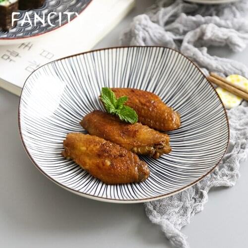 FANCITY Tableware household ceramic plates, dinner plates, household creative square plates, rice plates, dinner plates