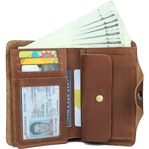 Vintage Men Wallet Genuine Leather RFID Short Wallets Zipper Coin Purse Man Small Money Bag Multifunctional Card Holder