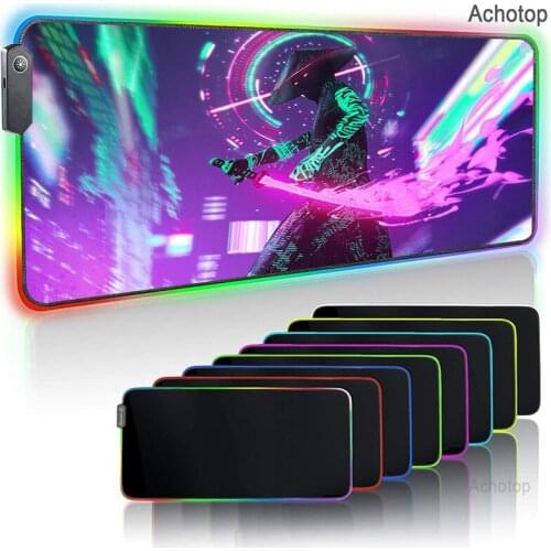 Cyberpunks RGB Mouse Pad Gaming Computer Large Mousepad Backlit Mouse Pads LED Gamer Mause Carpet 900x400 Desk Mat For CS GO