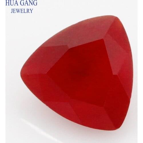 Red Matte Bottom Trillion Shape Princess Cut Loose Glass Beads Synthetic Gems For Jewelry Size 3x3~12x12mm Free Shipping