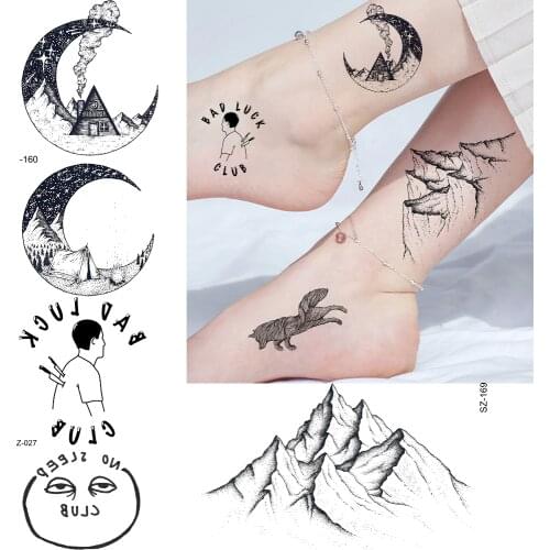 Creative Fashion Moon Men Arm Temporary Tattoo Stickers Body Ankle Crescent Women Waterproof Tatoos Iceberg Makeup Fake Tattoos