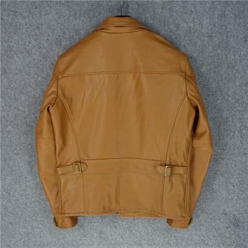 Free shipping.Super Clearance sales.100% genuine leather jacket.man slim motor bike jacket.cool cowhide coat.quality