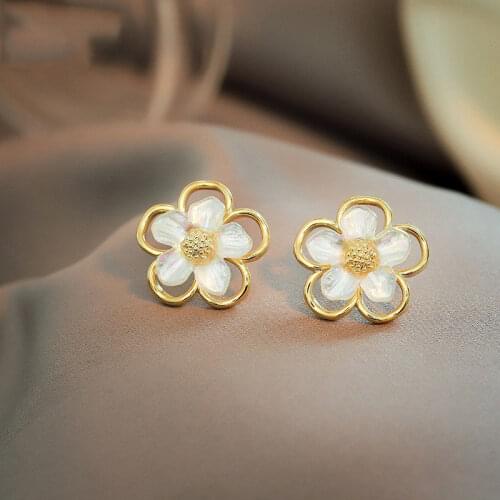 Laser Acrylic Flower Stud Earrings for Women Girls Korean Geometric Cute Earrings Wedding Party Fashion Jewelry Wholesale Gift