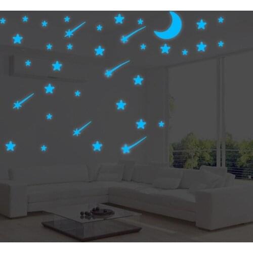 Meteor shower Wall Stickers Luminous stars home decal fluorescent Moon glow in the dark stars on the ceiling glass bedroom decor