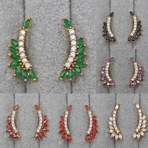 Trendy Fashion Bohemian Earrings for Women Stud Earrings Trendy Wedding Jewelry Waterdrop red Green zircon stone earring