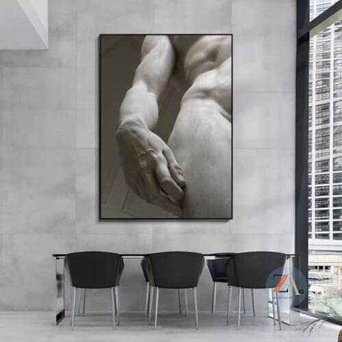 Michelangelo sculpture art posters and prints black and white David hand wall art canvas painting home room decoration pictures