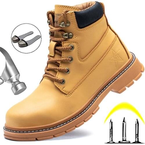 Men Work Safety Boots Steel Toe Shoes Work Shoes Puncture-Proof Indestructible Shoes Footwear Mens For Martin Boots Winter Shoes