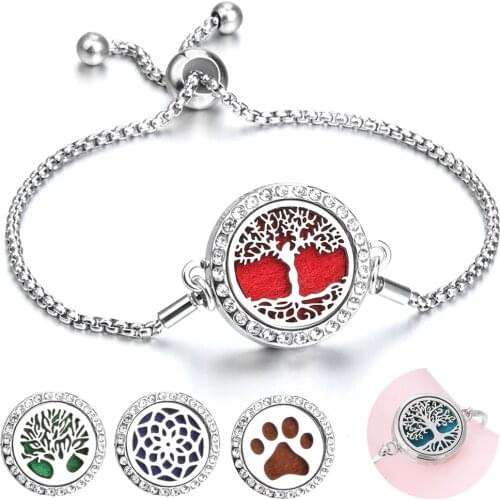 New Women Aromatherapy Bracelet Adjustable 26cm Chain Aroma Diffuser Lockets Perfume Essential Oil Diffuser Bracelet Jewelry