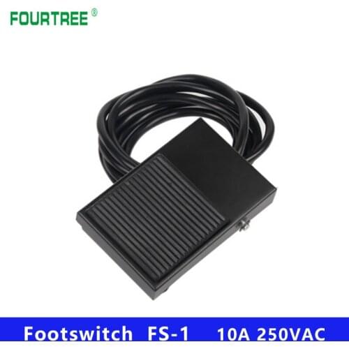 1PCS Footswitch Iron Shell Foot Momentary Control Switch Electric Power Pedal SPDT FS-1 10A 250VAC Self-reset With 1M 2M Wire