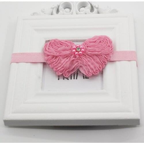 Newborn Baby Girls Elastic Headband Rhinestone Chiffon Bow Hair Bands for Toddlers Photography Props Birthday Hair Accessories