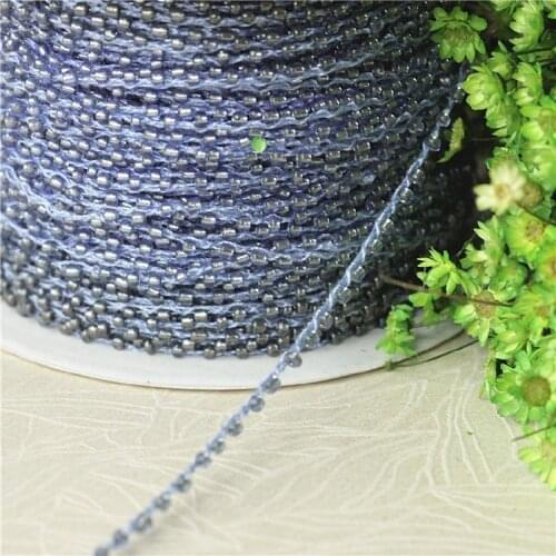 2mm*5yards blue acrylic beaded trimming for clothing wedding dresses DIY sewing accessories trim for tailor