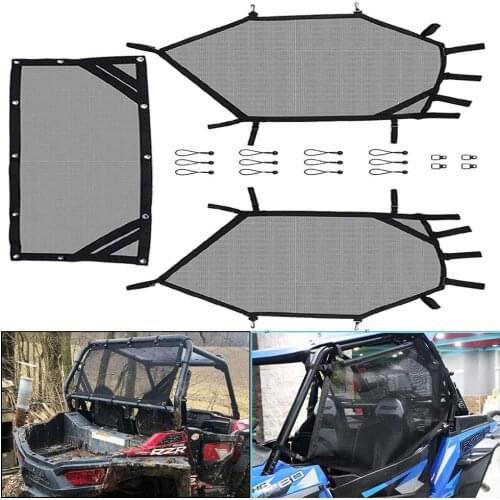 KEMiMOTO UTV Front Rear Window Shield Net for Polaris RZR 570 800 1000 900 for Honda Talon for Kawasaki Mule for Yamaha Rhino