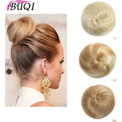 Buqi Straight Chignon Hair Clip In Hairpiece Extensions Bun for Adult Women Synthetic High Temperature Fiber Chignon
