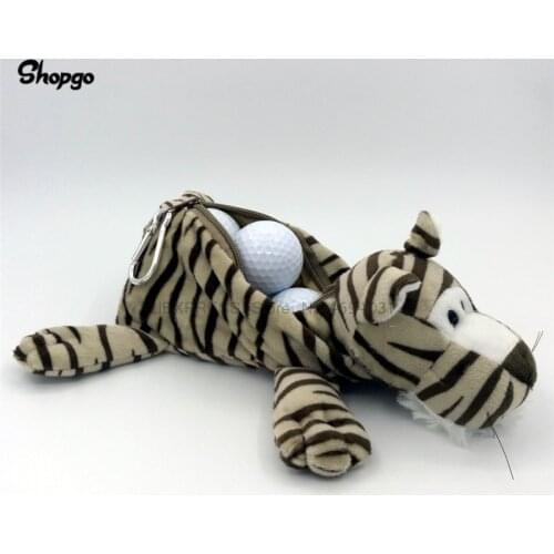 [Size 6-7pcs] Stripe Tiger Small Golf Ball Bag Animal Zipper Golf Bags Sporting Goods Mascot Novelty Cute Gift