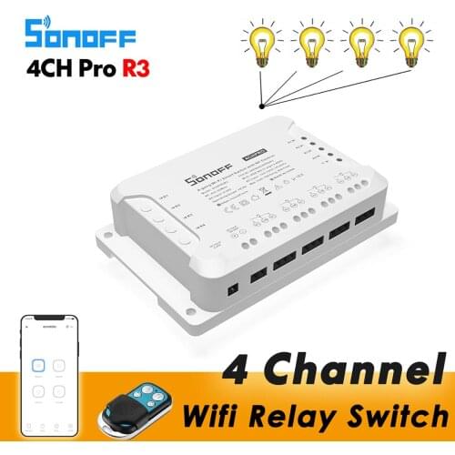 Sonoff 4CH Pro R3 / 4CH R3 Smart Wifi Relay Switch Module 4 Channel, 433 RF / eWeLink App Control, Work With Alexa Google Home
