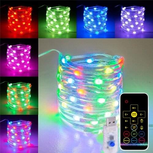 LED Light String RGB Fairy Lights Remote Controller Flexible Strip Decoration Night light Luminous String Light For Christmas