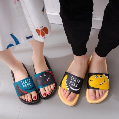 Slippers Summer Female Cartoon Dinosaur Fashion Home Indoor Bathroom PVC Bath Slippers Men Wear Mens Shoes Home Slippers