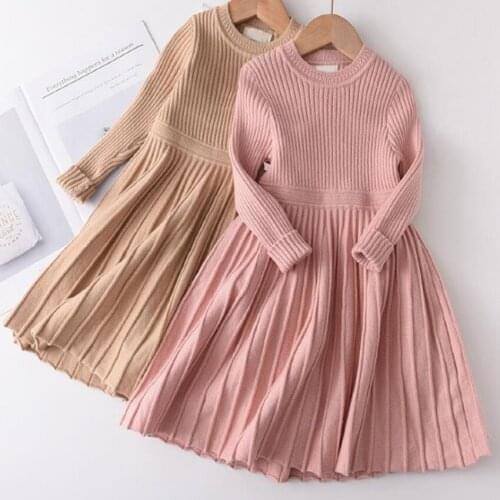 Baby Girls warm Dress Sweater Cute winter Children Knitted Clothes Kids Toddler Tops Shirts for girl wool Christmas Dresses