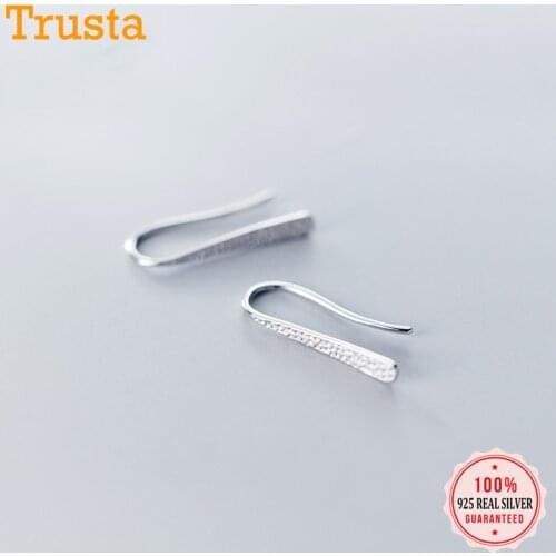 TrustDavis Genuine 925 Sterling Silver Simple Personality Mesh Geometric Design Clip Earrings For Women Fashion Jewelry DS1946