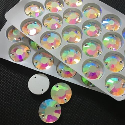 High quality All Size Round Xilion Flat Top Sew On Stone Crystal Clear AB Color 8,10,12,14,16,18mm Sewing Glass Crystal Beads