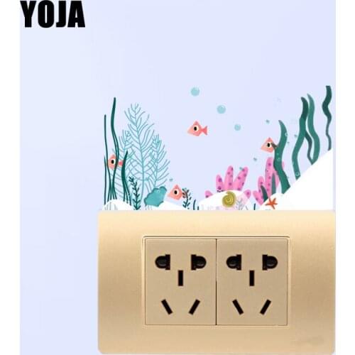 YOJA Fashion Sea World Fish Switch Decal Living Room Bedroom Wall Sticker PVC Home Decor 11SS0055