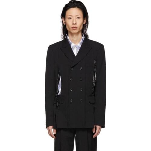 S-6XL!!Mens new 2019 Japanese casual double-breasted fur-trimmed suit jacket