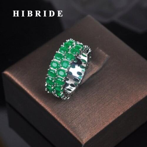 HIBRIDE Fashion 3 Colors Clear Red And Green Cubic Zirocnia Women Finger Rings Bague Anillos Mujer Bridal Wedding Jewelry R-196