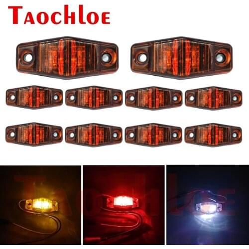 10Pcs 12V 24V LED Side Marker Lights Truck Trailer Lorry Car Front Rear Bumper Boat Decorating Light Fog Lamps Red White Amber