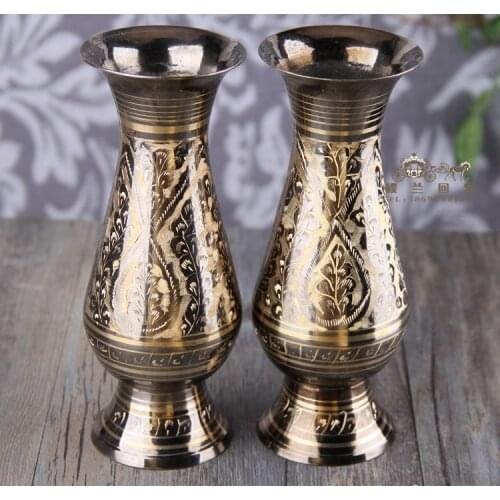 16.5cm Height 2pcs Copper Greece Greek Key Etruscan Painted pakistan vase copper s tools lighter wedding Brassroom