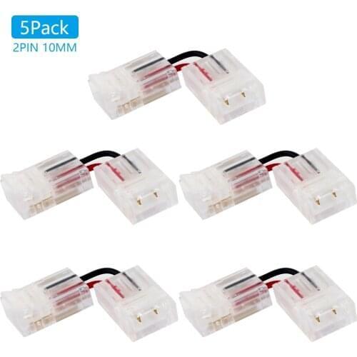 5Pack 2pin L Shape LED Strip Terminal Connector High-Density for 3528 5050 Single Color LED Strip Light Wire Connector Adapter